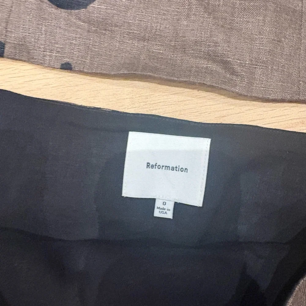 Reformation Avielle Black Floral Linen Halter Top & Mini Skirt Set - Picture 3 of 5